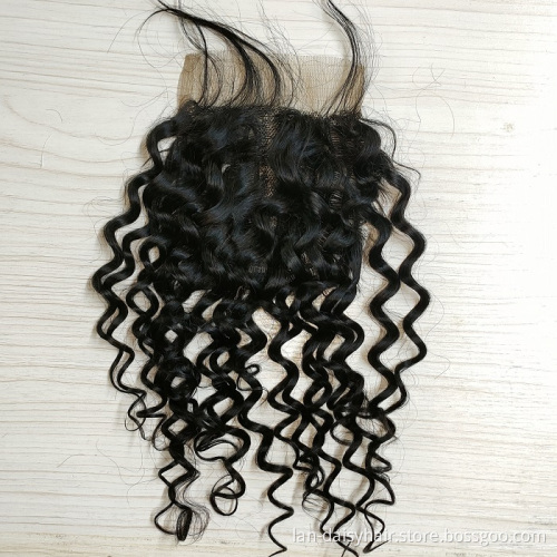 4*4 T Part half hand made Closure  Popular style Human Hair Water wave Toupee